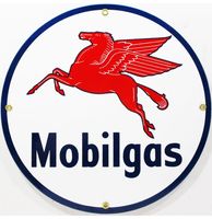 Mobilgas Logo Emaille Bord 12" / 30 cm - thumbnail