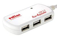 ROLINE USB 2.0 4-port Hub met repeater, 12 m