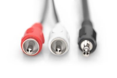 Digitus DB-510300-025-S Jackplug / Cinch Audio Aansluitkabel [1x Jackplug male 3,5 mm - 2x Cinch-stekker] 2.50 m Zwart Afgeschermd (enkel), Rond