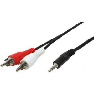 LogiLink 1x3.5mm - 2xRCA, 5m audio kabel 3.5mm Zwart