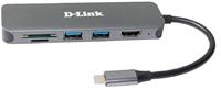 D-Link DUB-2327 6-in-1 USB-C-hub met stroomvoorziening (PD 60W), 4K HDMI, 2 USB 3.0-poorten, SD/MicroSD-kaartlezer voor pc, MacBook Pro, MacBook Air, iPad Pro, Chromebook, Surface Pro en meer