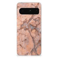 Google Pixel 8 Pro TPU Siliconen Hoesje Marmer Oranje