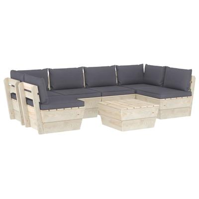 vidaXL 7-delige Loungeset met kussens pallet vurenhout vidaXL 7-delige Loungeset met kussens pallet vurenhout