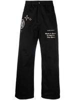 Enterprise Japan pantalon droit à broderies - Noir