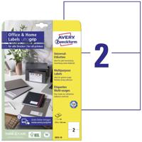 Avery-Zweckform 3655-10 Universele etiketten 210 x 148 mm Papier Wit 20 stuk(s) Permanent hechtend Inkjet, Laser (zwart/wit), Laser (kleur), Kopiëren