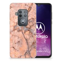 Motorola One Zoom TPU Siliconen Hoesje Marmer Oranje