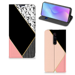 Xiaomi Redmi K20 Pro Stand Case Zwart Roze Vormen