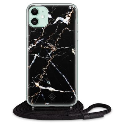 iPhone 11 hoesje met koord - Marmer zwart iPhone 11 hoesje met koord - Marmer zwart
