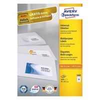 Avery-Zweckform 3489 Universele etiketten 70 x 29.7 mm Papier Wit 3000 stuk(s) Permanent hechtend Laser (kleur), Laser (zwart/wit) - thumbnail