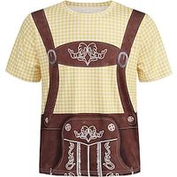 Oktoberfest bier Beiers T-Shirt Lederhosen 3D Grafisch Voor Voor heren Volwassenen Oktoberfest bier 3D afdrukken Feest Casual / Dagelijks Lightinthebox