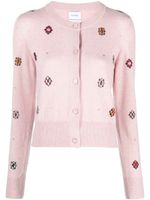 Barrie intarsia-knit round-neck cardigan - Rose