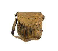 Gaaf hunter leren damestas met studs bruin