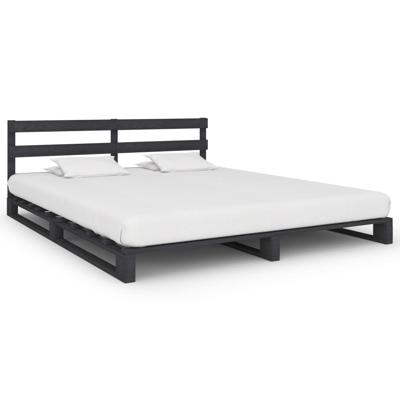 vidaXL Bedframe pallet massief grenenhout grijs 160x200 cm