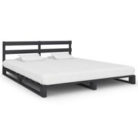 vidaXL Bedframe pallet massief grenenhout grijs 160x200 cm
