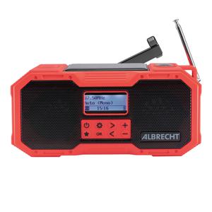 Albrecht DR 112 Outdoorradio DAB+, VHF (FM) Noodradio, USB, Bluetooth Acculaadfunctie, Handslinger, Zonnepaneel, Spatwaterbestendig, Stofvast, Zaklamp,