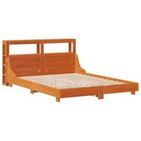 vidaXL Bedframe met hoofdbord massief grenenhout wasbruin 120x200 cm, bed, slaapkamermeubel, houten bed, tweepersoonsbed, houten bedframe, bedbodem
