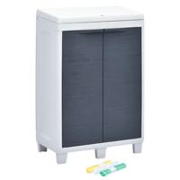 vidaXL Tuinafvalbak met 3 zakken 65x38x102 cm donkergrijs