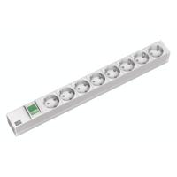 Bachmann 333.400 19 inch Stekkerdoos voor patchkast 1 HE Geaarde contactdoos Lichtgrijs