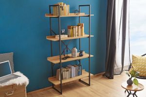 industrieele boekenkast FACTORY 166cm eikenlook met metalen frame - 39705