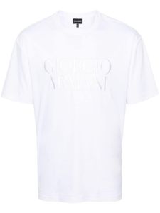 Giorgio Armani t-shirt en coton à logo brodé - Blanc