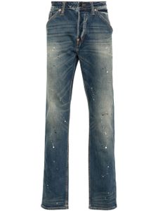 EVISU Graffiti Daicock-print straight-leg jeans - Bleu