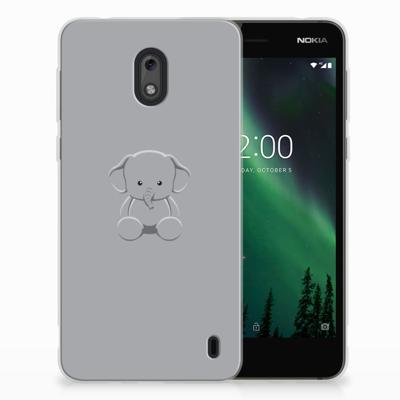 Nokia 2 Telefoonhoesje met Naam Grijs Baby Olifant Nokia 2 Telefoonhoesje met Naam Grijs Baby Olifant