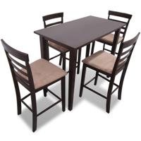 Bartafel met 4 barstoelen set hout bruin SKU: V271833 - thumbnail