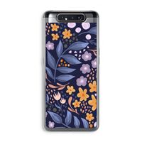 Flowers with blue leaves: Samsung Galaxy A80 Transparant Hoesje