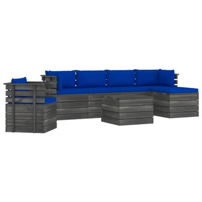 vidaXL 7-delige Loungeset met kussens pallet massief grenenhout