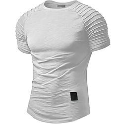 Voor heren T-shirt Effen Slank geplooid Strakke ronde hals Alledaagse kleding Vakantie Korte mouw Geplooide mouw Mode Kleding Sport Ontwerper Casual Lightinthebox