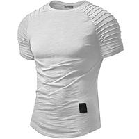 Voor heren T-shirt Effen Slank geplooid Strakke ronde hals Alledaagse kleding Vakantie Korte mouw Geplooide mouw Mode Kleding Sport Ontwerper Casual Lightinthebox - thumbnail