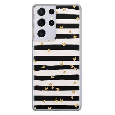 Samsung Galaxy S21 Ultra siliconen telefoonhoesje - Hart streepjes Samsung Galaxy S21 Ultra siliconen telefoonhoesje - Hart streepjes