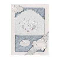 Interbaby Badcape Olifantje Junior 100 Cm Katoen Grijs