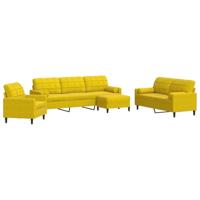 vidaXL 4-delige Loungeset met kussens en bolsters fluweel geel, bank, 3zitsbank, drie zits bank, zitbank, 3 zits bank, 3 zits bank met hocker