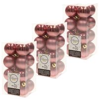 48x Oud roze kerstballen 4 cm kunststof mat/glans