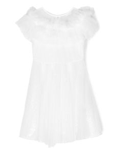 Monnalisa robe à volants en tulle - Blanc