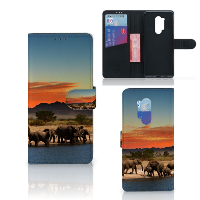 OnePlus 8 Pro Telefoonhoesje met Pasjes Olifanten OnePlus 8 Pro Telefoonhoesje met Pasjes Olifanten
