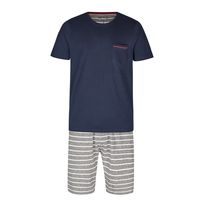 Phil & Co Phil & Co Shortama Heren Blauw/Grijs Stripe