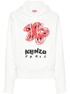 Kenzo hoodie brodé Drawn Flowers - Blanc