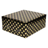 Zwart folie geschenkpapier gouden stip 200 x 70 cm   -