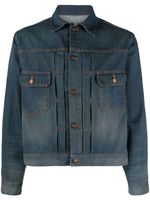 Maison Margiela pleat-detailing denim jacket - Bleu