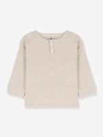 Babyshirt met lange mouwen PETIT BATEAU in biologisch katoen gemêleerd beige