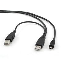 Gembird 0,9 m 2 x USB 2.0 A/Mini-B M - USB-kabel (micro-USB A, mini-USB B, mannelijk/mannelijk, zwart)