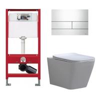 Tece Toiletset - Inbouw WC Hangtoilet wandcloset - Alexandria Flatline Rimfree Tece Square Glans Wit