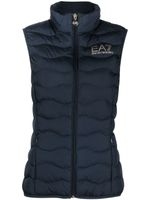 Ea7 Emporio Armani gilet matelassé à logo imprimé - Bleu