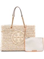 Tory Burch sac à main Ella en raphia à logo - Tons neutres