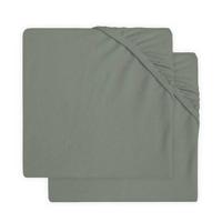 Jollein jersey hoeslaken boxmatras 75x95cm - set van 2 ash green