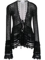 Blumarine cardigan en crochet à détail de laçage - Noir - thumbnail