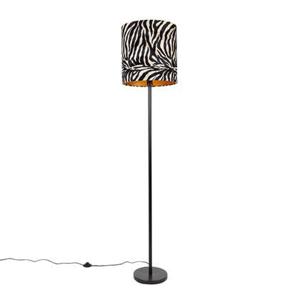 QAZQA Moderne vloerlamp zwart stoffen kap zebra 40 cm - Simplo