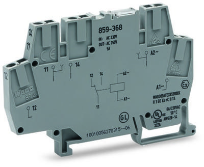 WAGO 859-368 Relaisklem Nominale spanning: 230 V/AC Schakelstroom (max.): 5 A 1x wisselcontact 1 stuk(s)